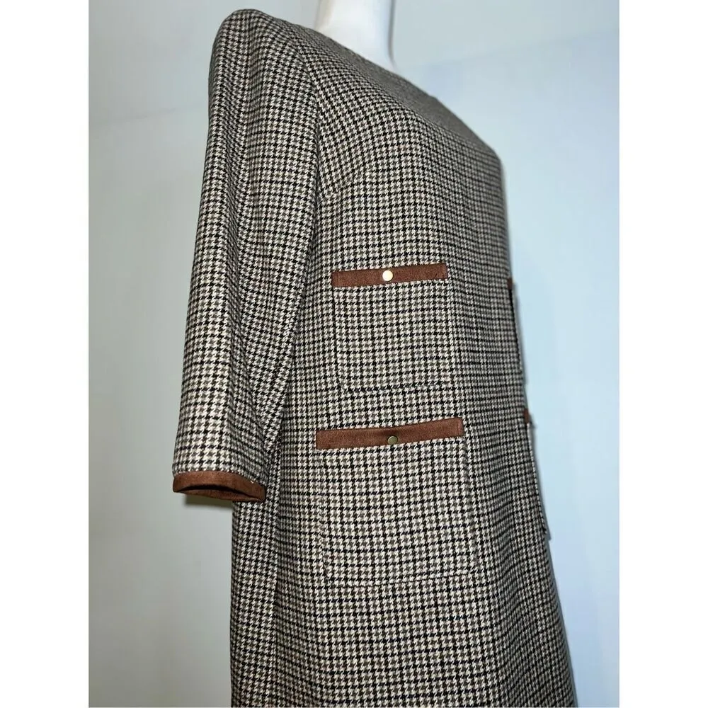 Women’s Houndstooth 60s Inspired Multi Pocket Dress 6 - Image 2