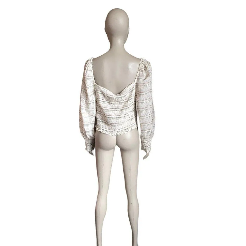 NWT Gianni Bini White and Brown Long Sleeve Crop Top - Image 6