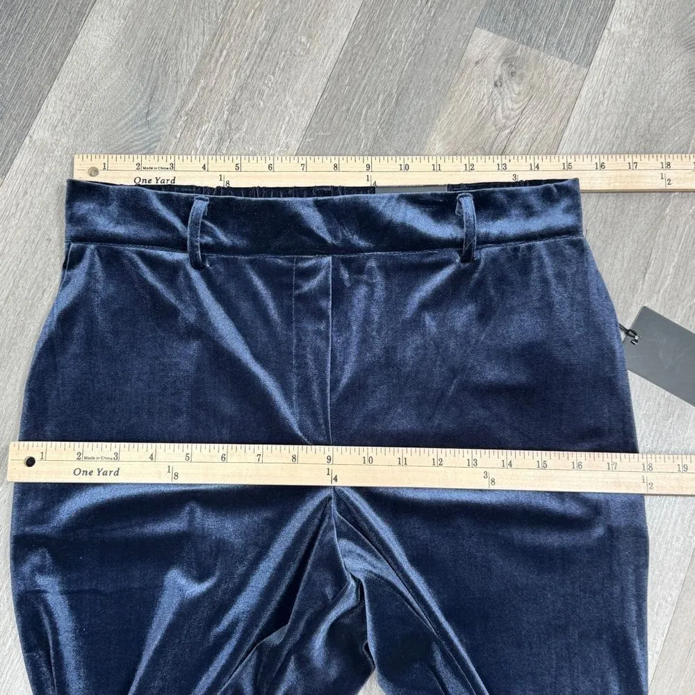 Jules & Leopold Velvet Velour Pants Slim Leg Pull On Ankle Blue Medium - Image 9
