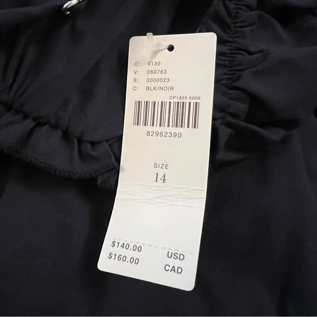 Anthropologie Maeve Black Ruched Pleated Mini Flare Dress Size 14 NEW - Image 14