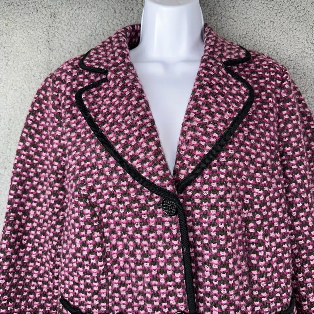 Geiger of Austria Womens Jacket Pink Black EU 40 US 8 Wool Twill Blazer - Image 9