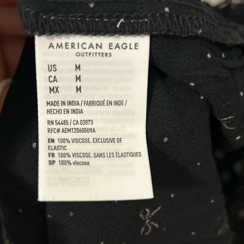 American Eagle Long Sleeve V-Neck Shorts Romper Black White Bows NWT Size Medium - Image 7