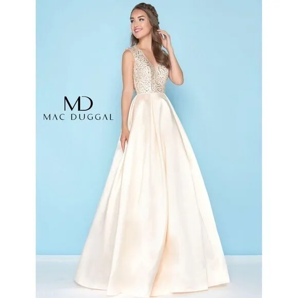 Mac Duggal Candlight Embellished Wedding Prom Gala Formal Classic Gown Size 10 - Image 2