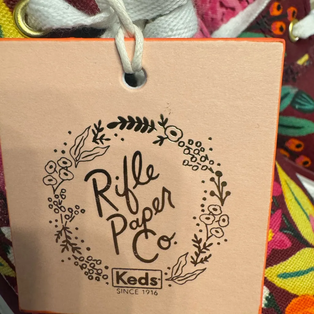 Keds Rifle Paper Co‎ Collab Burgundy Floral Sneakers size 8 - Image 6