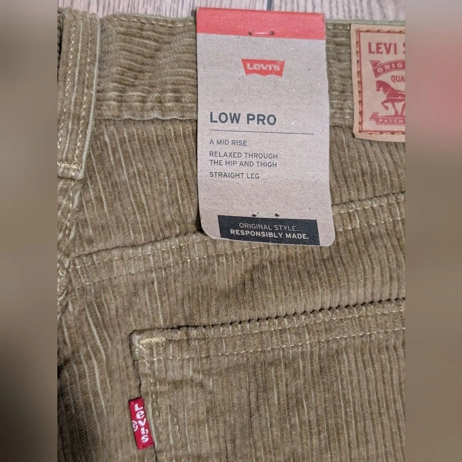 Levi's Womens 30 x 30 Pants Low Pro Straight Stretch Corduroy Cords Tan NWT - Image 7