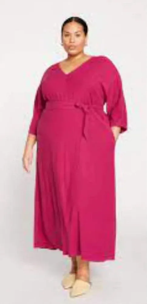 Universal Standard Luxe Anywhere Boxy Midi Pocket Dress Raspberry Size 2XS 6-8 - Image 1