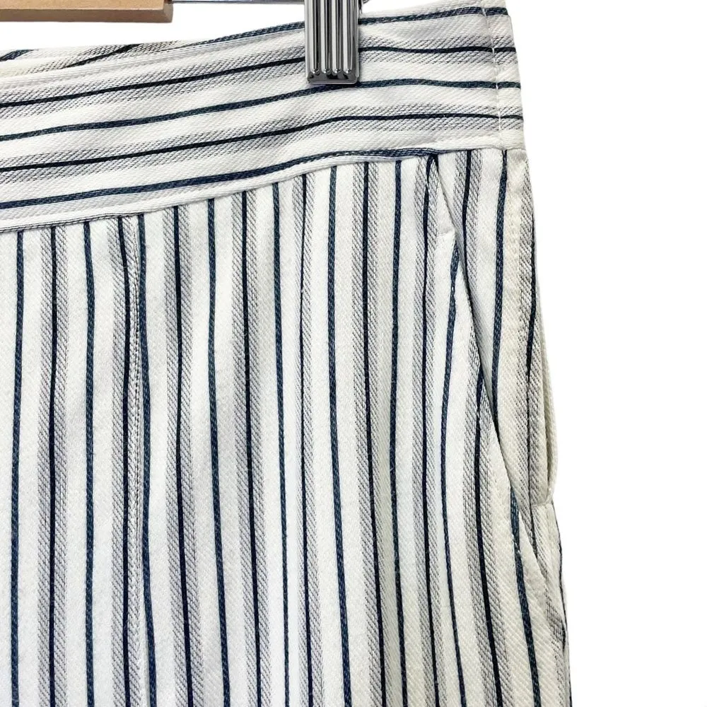 Worth New York High Rise Wide Split Leg Trousers Ivory Black Gray Stripe Size 12 - Image 4