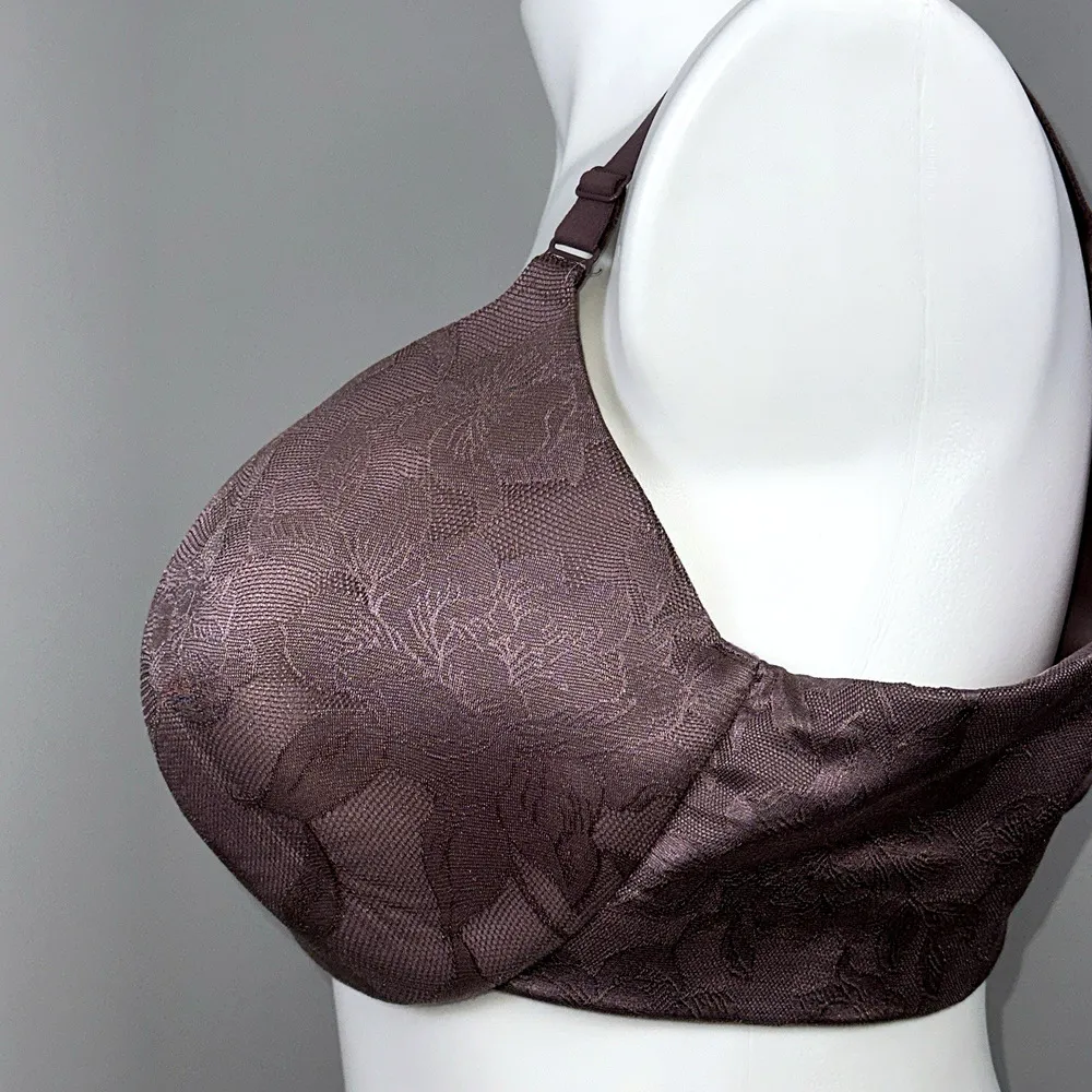 Cacique Lightly Lined Balconette Bra Size 46DD Dark Purple Floral Back Smoothing - Image 3