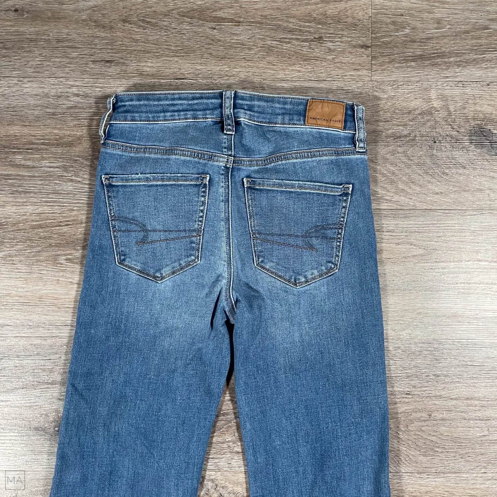 American Eagle Women's Jeans Festival Flare Denim Casual Boho 4 Long Blue - Image 9