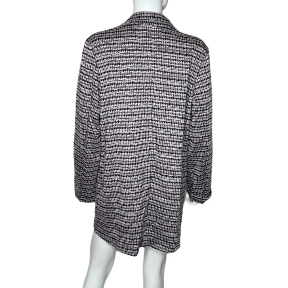 Sanctuary Women's Plaid Houndstooth Notch Collar Single Button Long Blazer sz M - Image 3