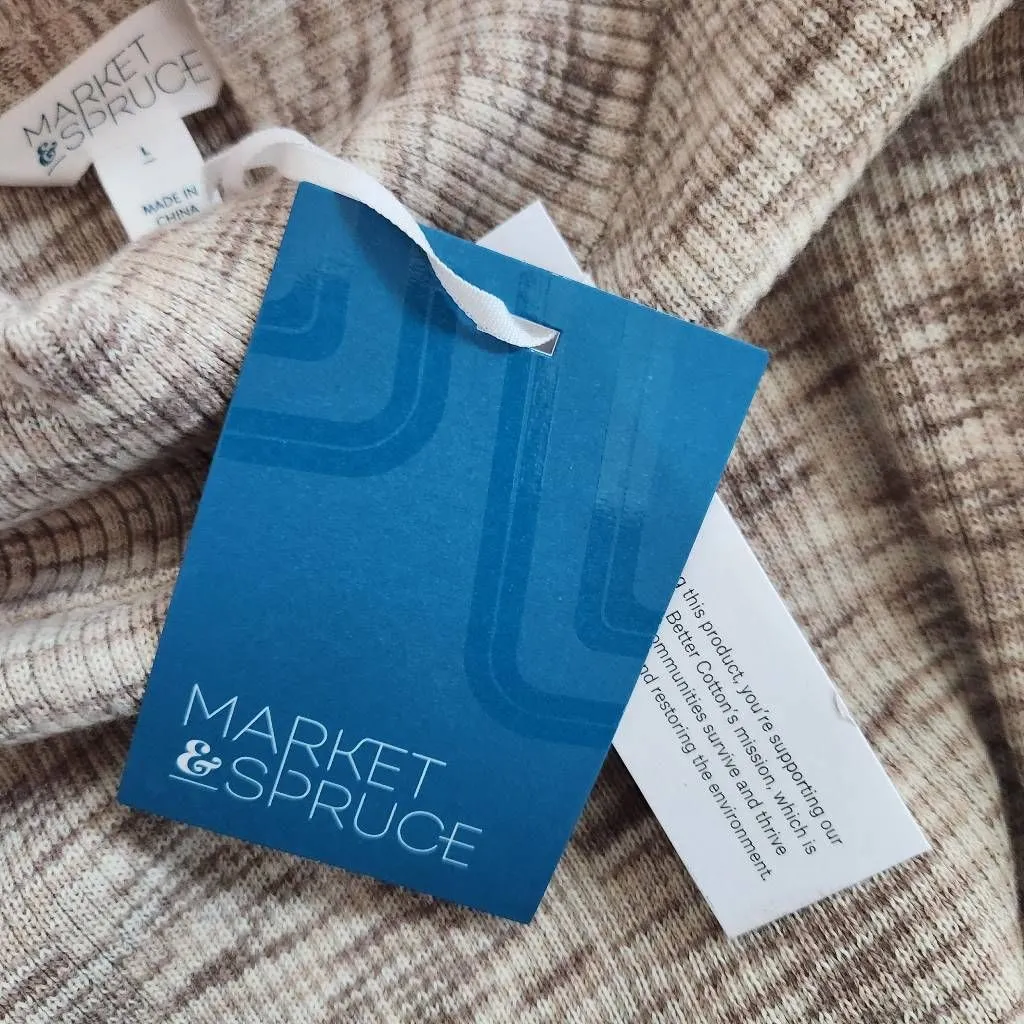 Market & Spruce Light Brown Mock Turtleneck Sweater NWT Sz Large Ribbed Knit Top - Image 6