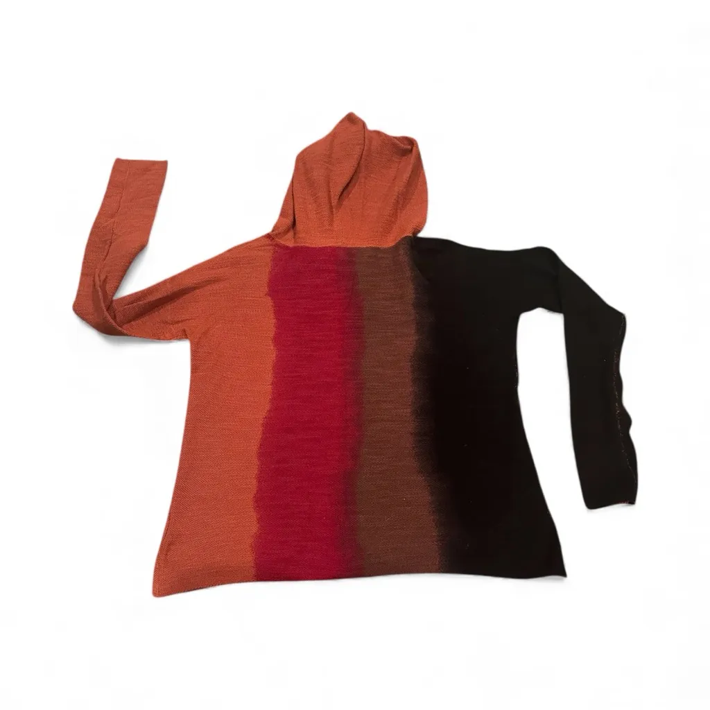 Lisa Todd Boho Cropped Ombre Colorblock Gradient Red Black Women's Hoodie Top XS - Image 3