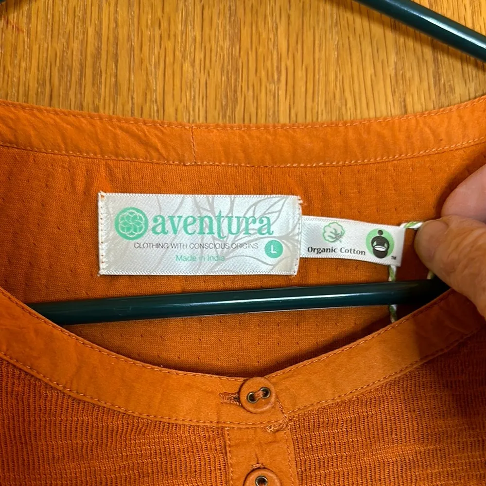 Aventura Vibrant Pumpkin Color Long Sleeve with Floral Embroidery Pattern NWT Brown Size L - Image 2