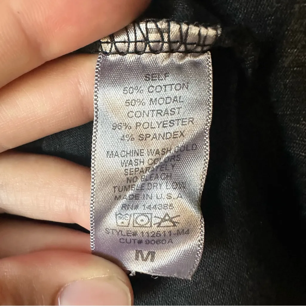 Able Mineral Wash Black Long Sleeve Top Floral Sleeve Details Med Lightweight - Image 4