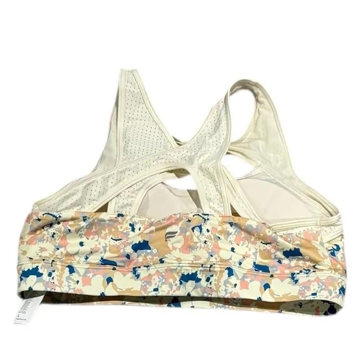 FABLETICS Mesh Breathable Medium Impact Sports Bra Cream and Blue Sports Bra - Image 3