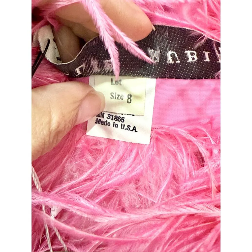 Lillie Rubin Strapless Feather Sequinned Maxi Dress Barbie Pink Women's Size 8 - Image 7