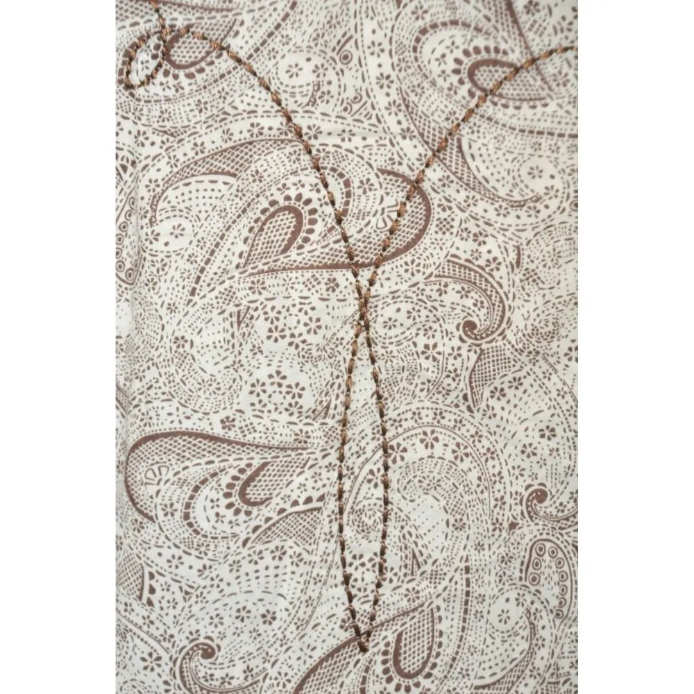 Wrangler Brown Paisley Print Concho Snap Front Embroidered Western Shirt Size XL - Image 7