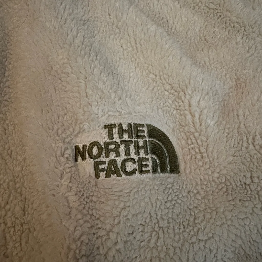 The North Face Off White Osito Fleece Zipper Jacket Dark Green embroidered LG - Image 8