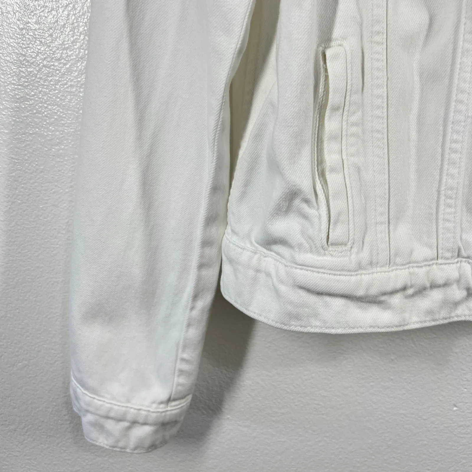 Paige‎ Denim Jacket White Cotton Blend Classic Jean Jacket Size Large - Image 7