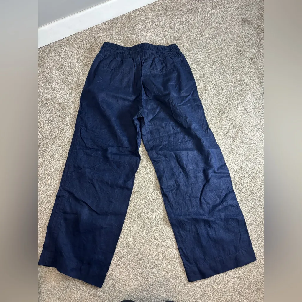 Quince 100% European Linen Wide Leg Pants elastic waist travel medium - Image 6