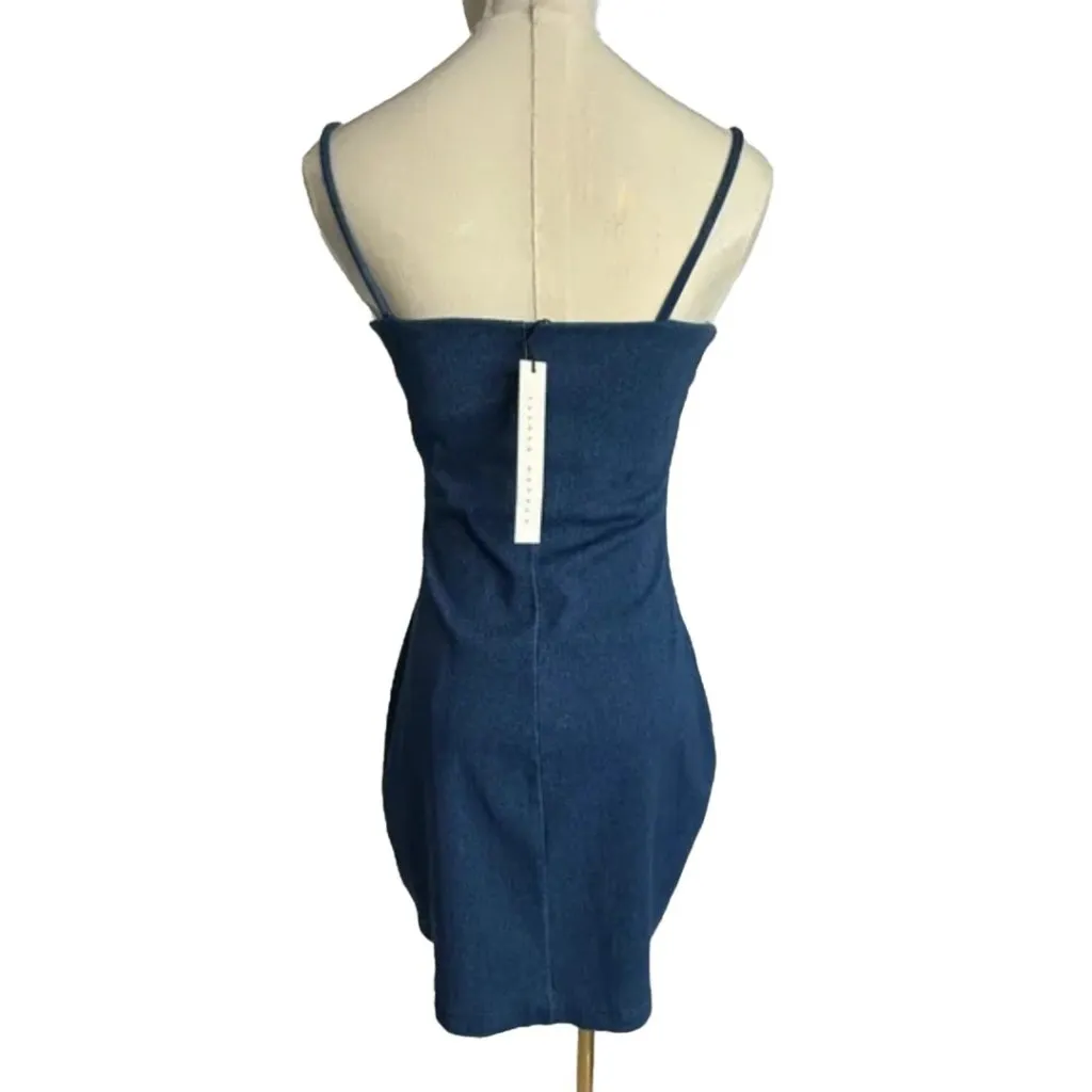 NWT Susana Monaco Dark Denim Slip Dress Women’s Small Stretch Mini Dress $198 - Image 9