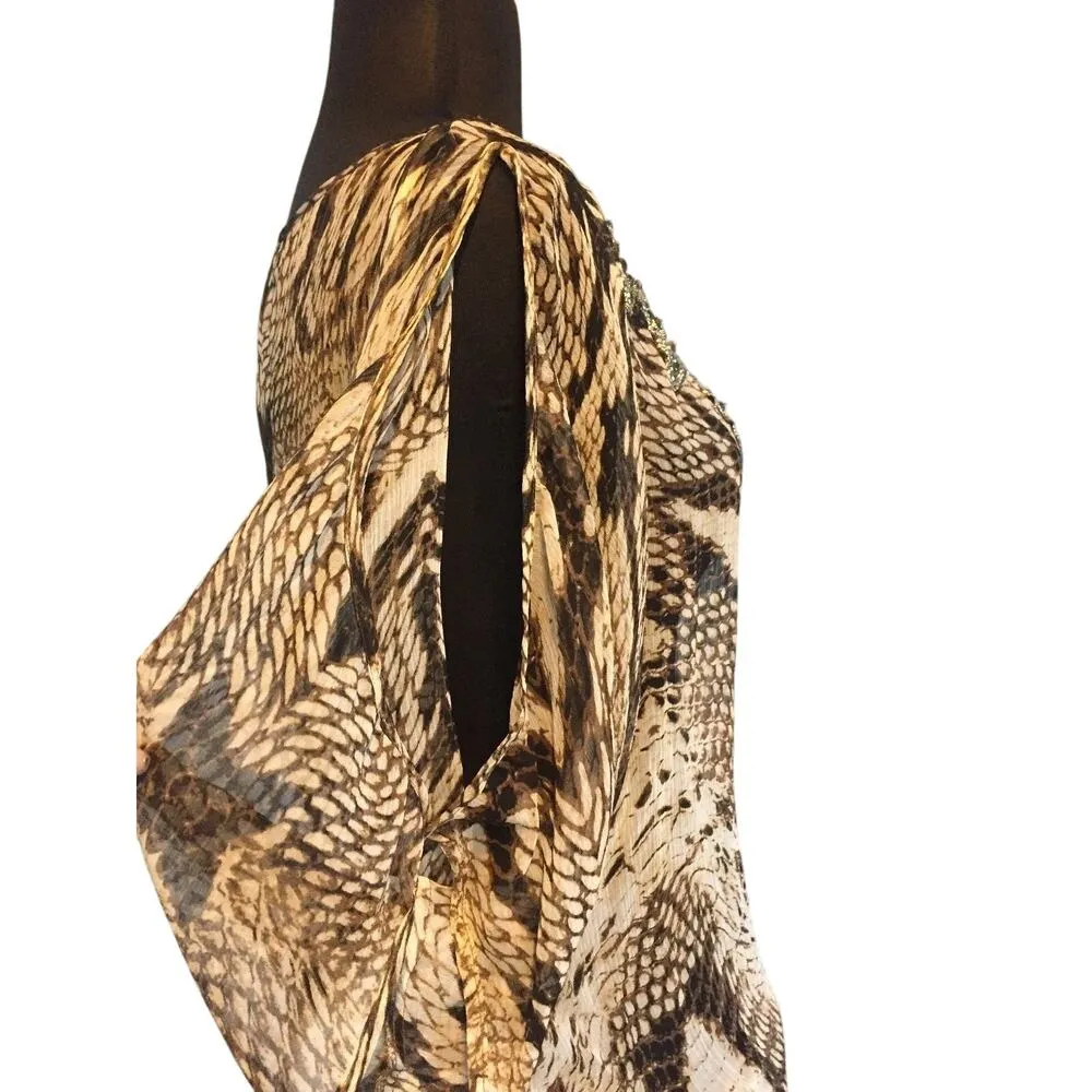 Cache Embellished Peasant Chic Boho Top New Split Sleeve Elastic Waist NWT $138 - Image 3