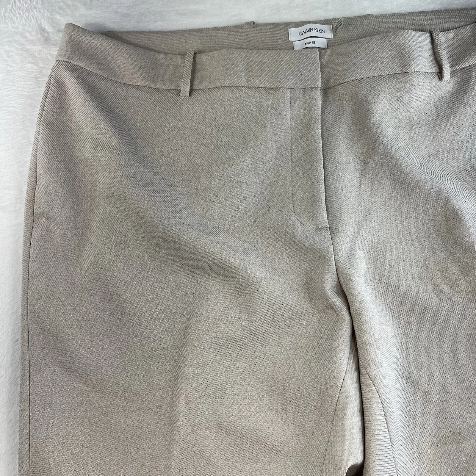 Calvin Klein Plus 18W Twill Slim Casual Trouser Pants Women’s Beige Career Work - Image 4