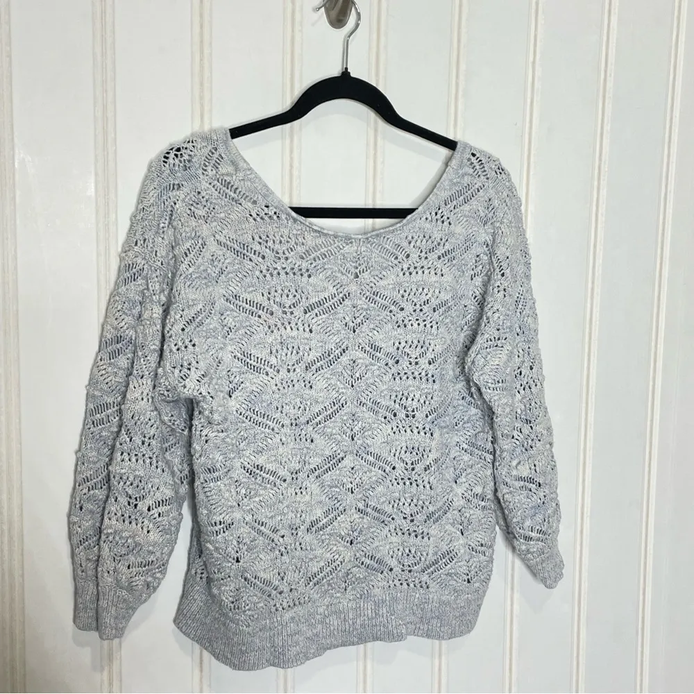 SUNDANCE Sz L Shadow Bay Open Knit Weave Sweater Pastel Blue 468 Size L - Image 2