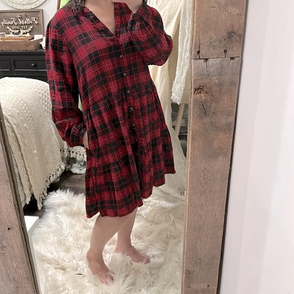 Time and Tru red and black plaid dress size XLarge - Image 2