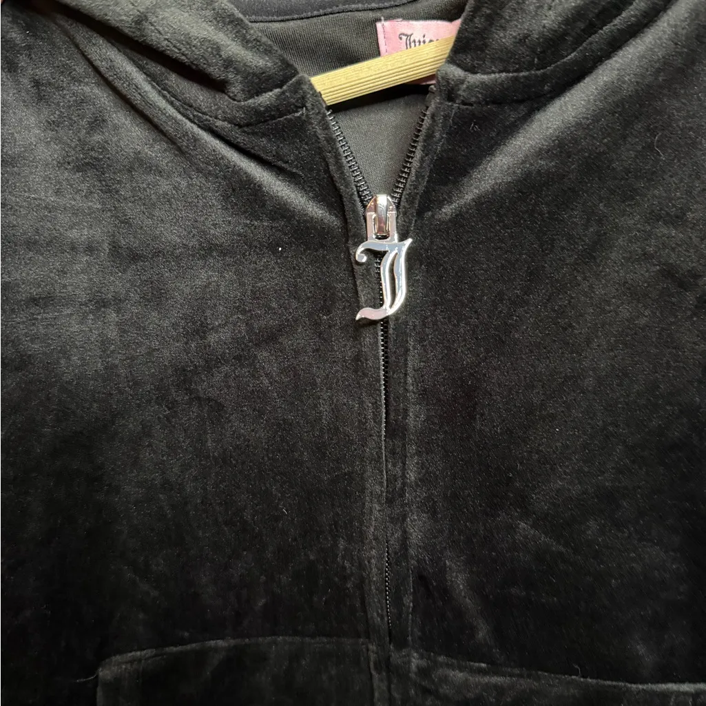 Juicy Couture Velour Rhinestone Logo Hoodie – Liquorice Black – Women’s XL NWT - Image 3