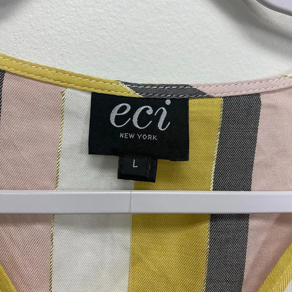 Eci womens v neck multi striped tops blouse size Large new with tag NWT - Image 12