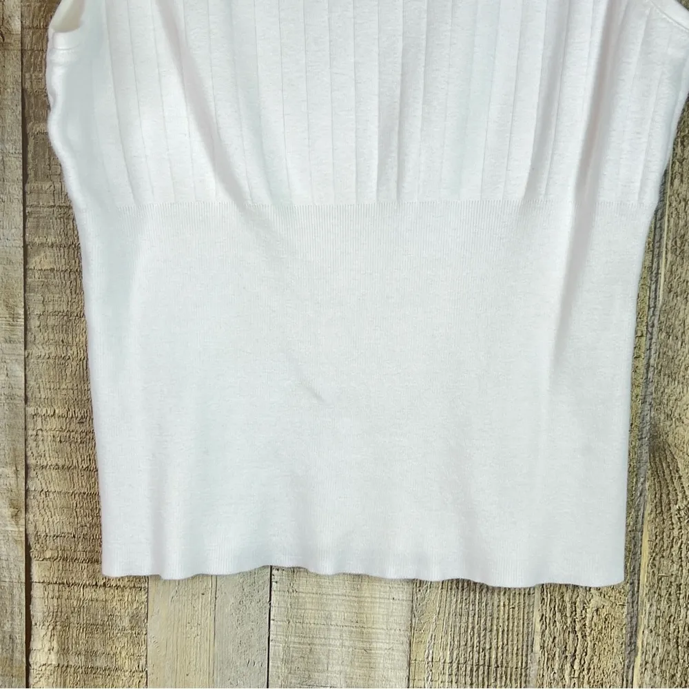 Rafaella Size Medium Sleeveless Square Front Neckline Ribbed White Tank … - Image 6