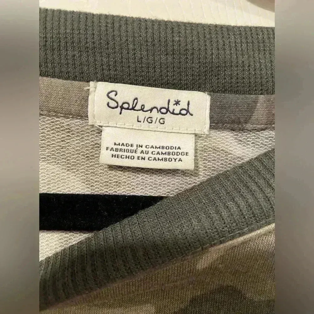 Splendid Women’s Lightweight Camo Crew Neck Pullover Ribbed Hem Cuffs Size Large - Image 12