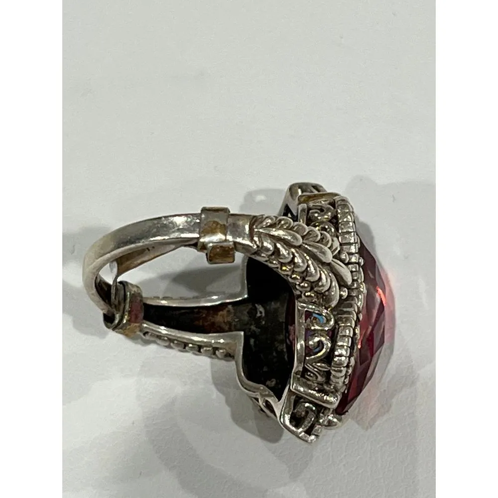 Vintage‎ 925 silver Thailand Ring size 5.5 Red - Image 4