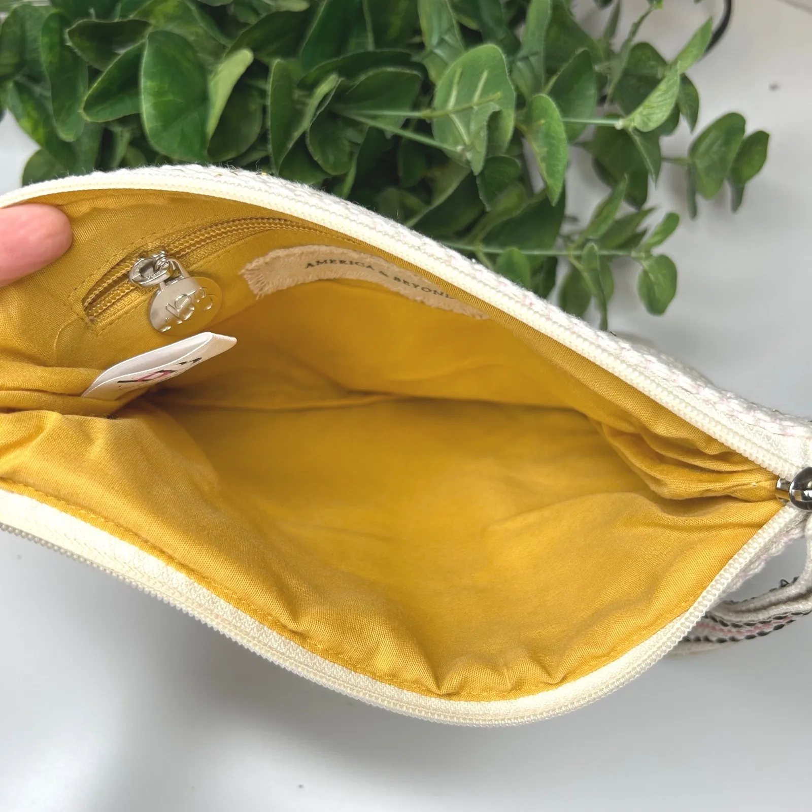 America & Beyond Beaded Metallic Clutch Bag Gold - Image 7