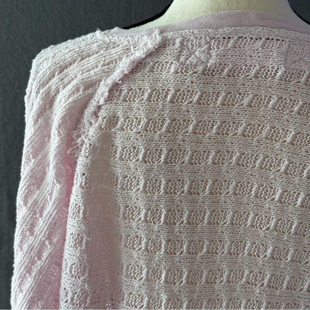 We The Free Boho Soft Pink Knit‎ V-Neck Sweater 100% cotton size extra small - Image 7