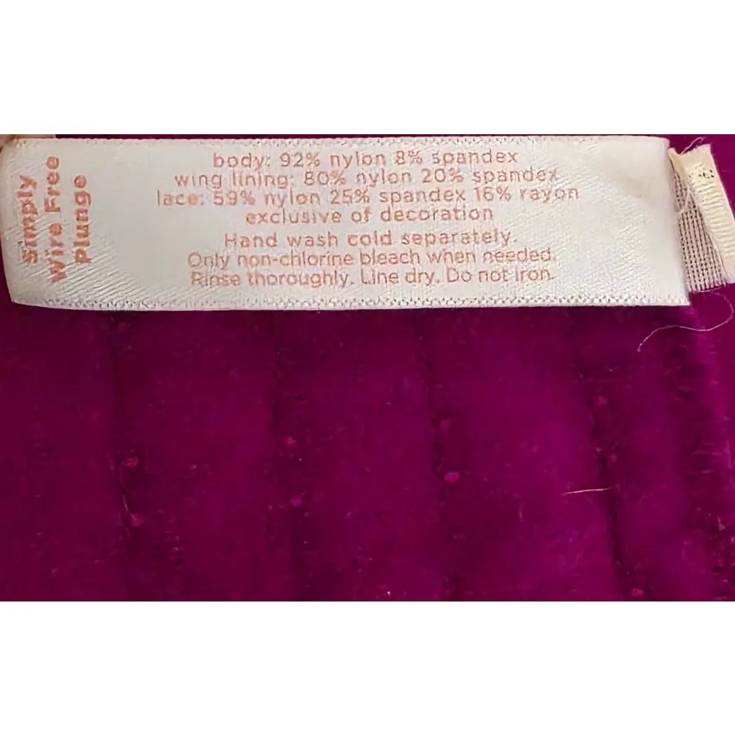 Cacique Lane Bryant Simply Wire Free Plunge Bra Magenta Size 40DD - Image 5