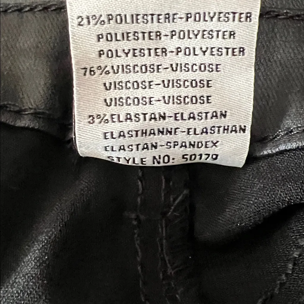 NWT Six Denim Skinny Pants Womens L Black Vegan Leather Coated High Rise Sleek Size L - Image 8