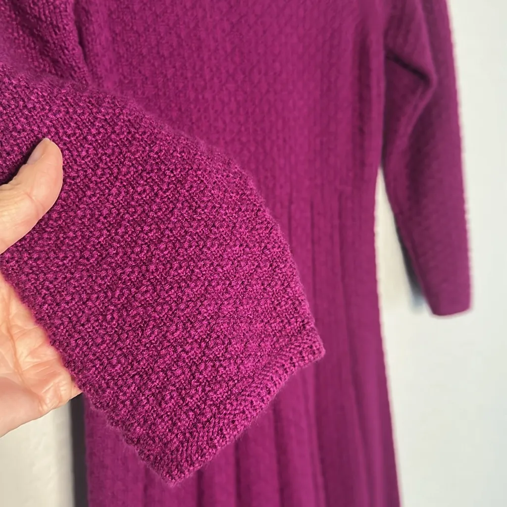 NEW The Limited Knit Midi Dress Boucle A Line Eggplant Fuchsia Fall Exposed Zip - Image 3