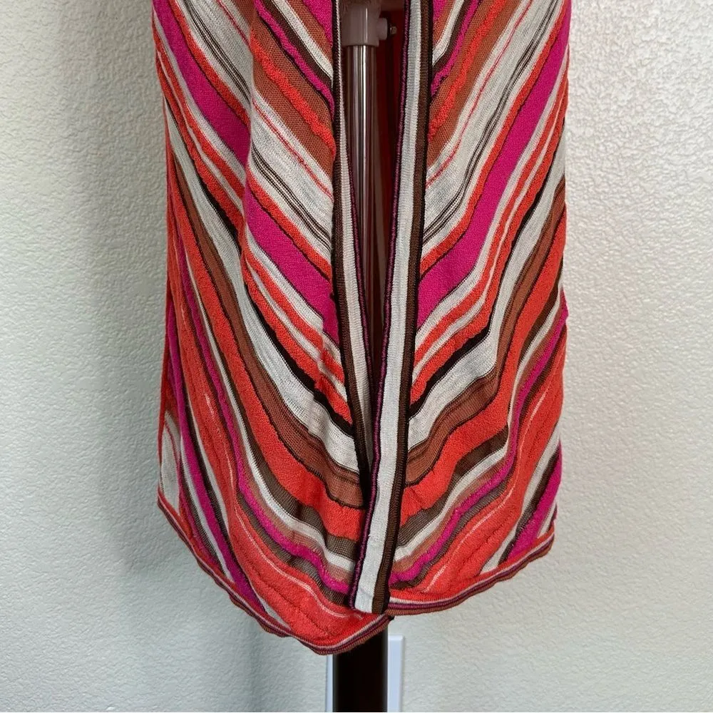 Chico's Mitered Stripe Pattern Open Front Vest Cardigan, Sz Medium - Image 5