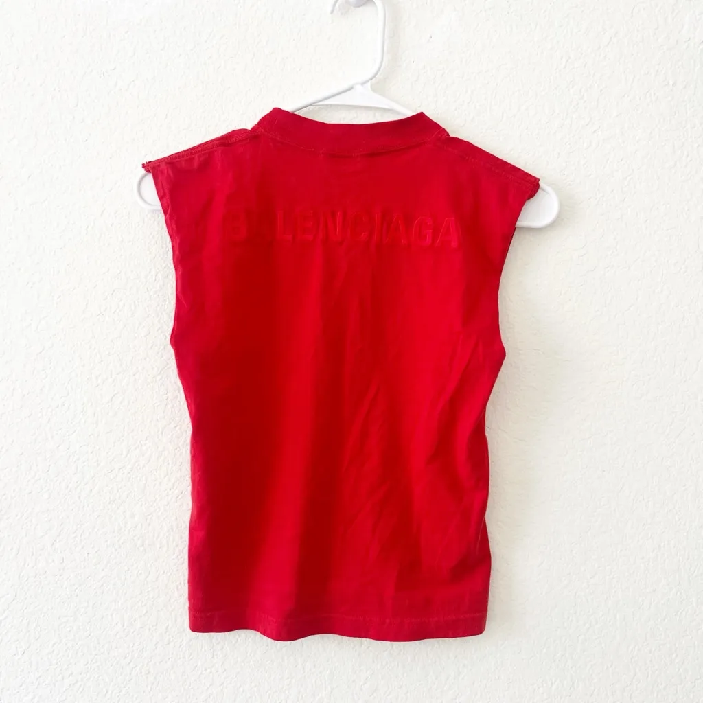 Balenciaga Embossed Red Tank kids Sz 8‎ fits XS - Image 2