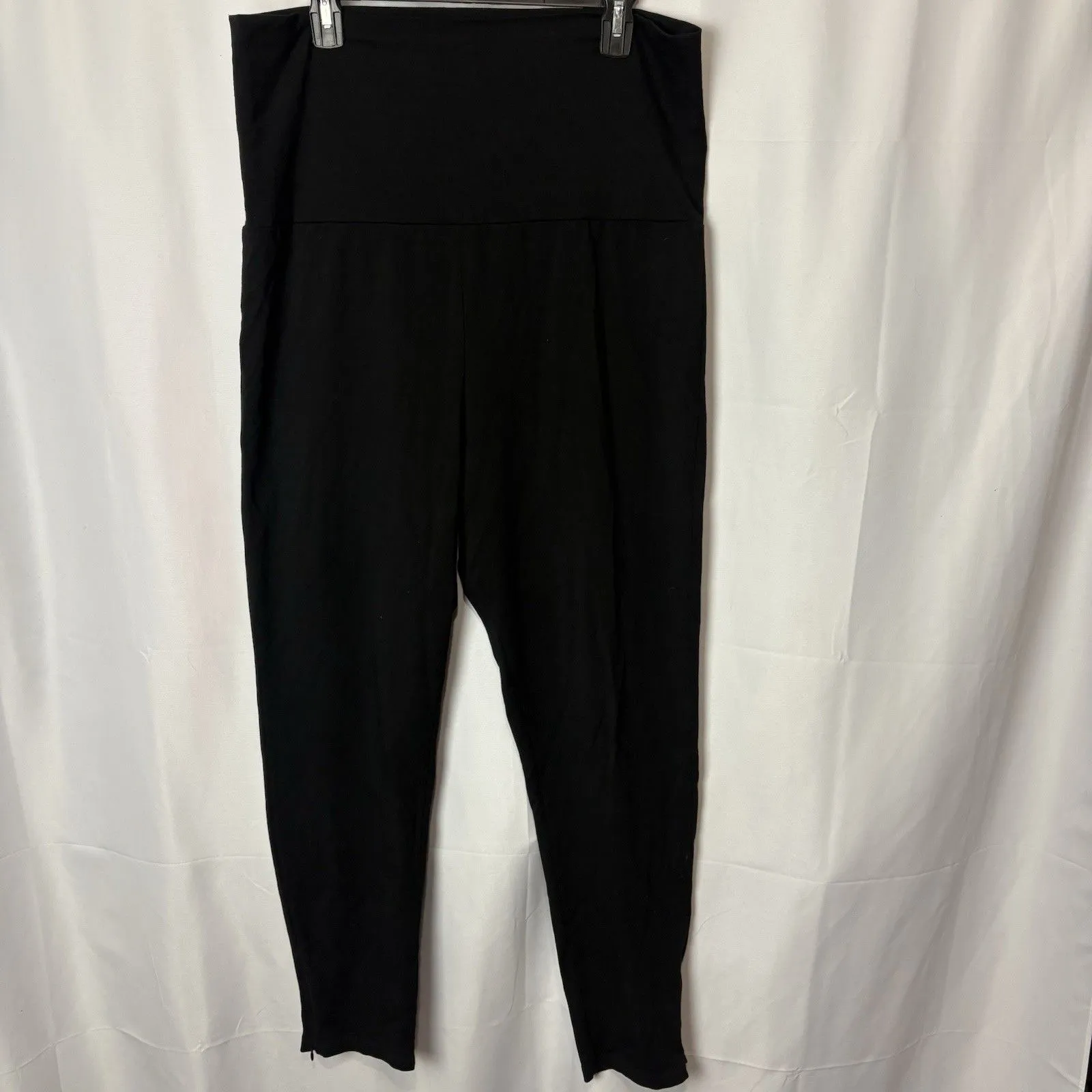 Storq Size 5 (XL) Maternity Leggings Pants Stretch Soft Black Side Zip Ankle - Image 2