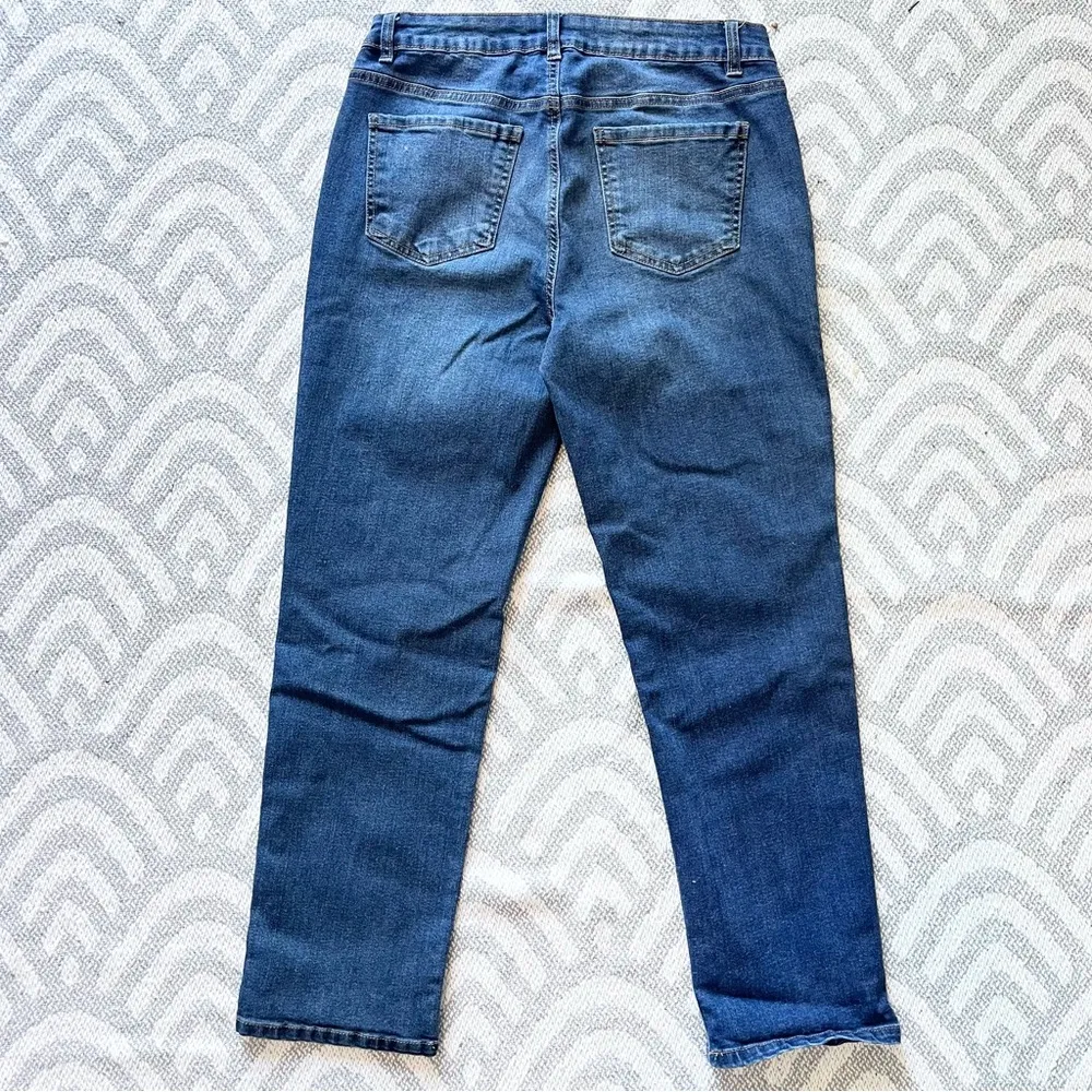 D. JEANS Cropped Green Plaid Patch Blue Denim Jeans 10 - Image 4