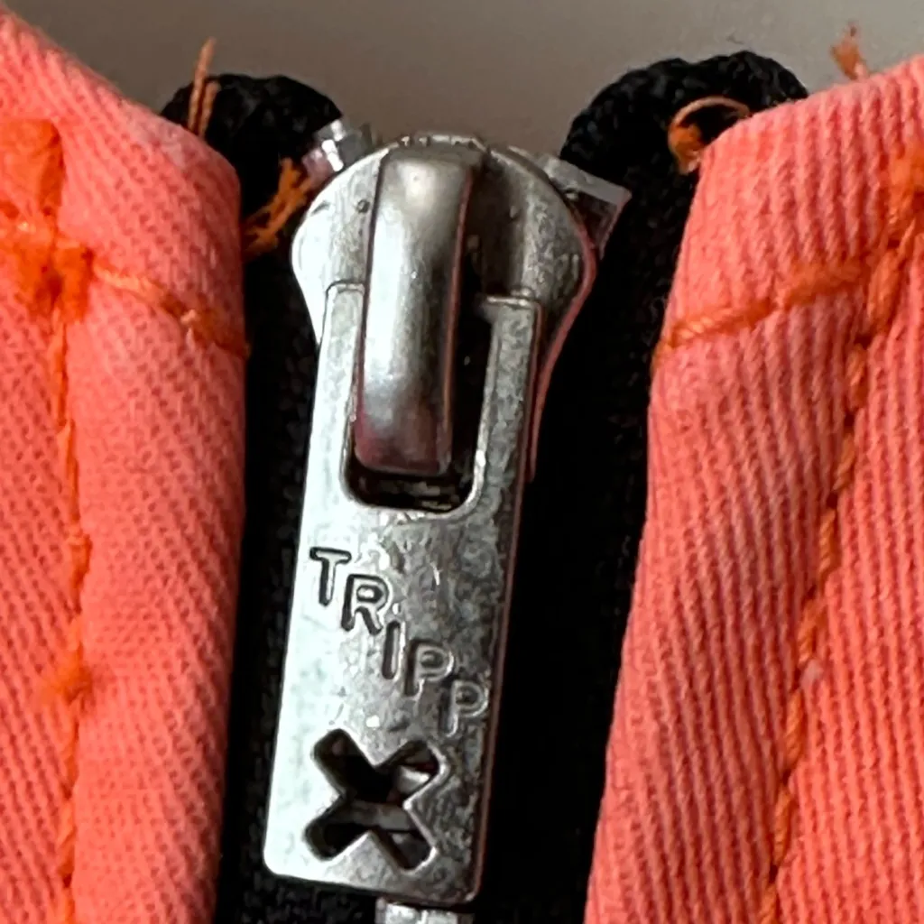 vtg neon orange Tripp NYC daang Goodman denim front zip crop to - Image 3