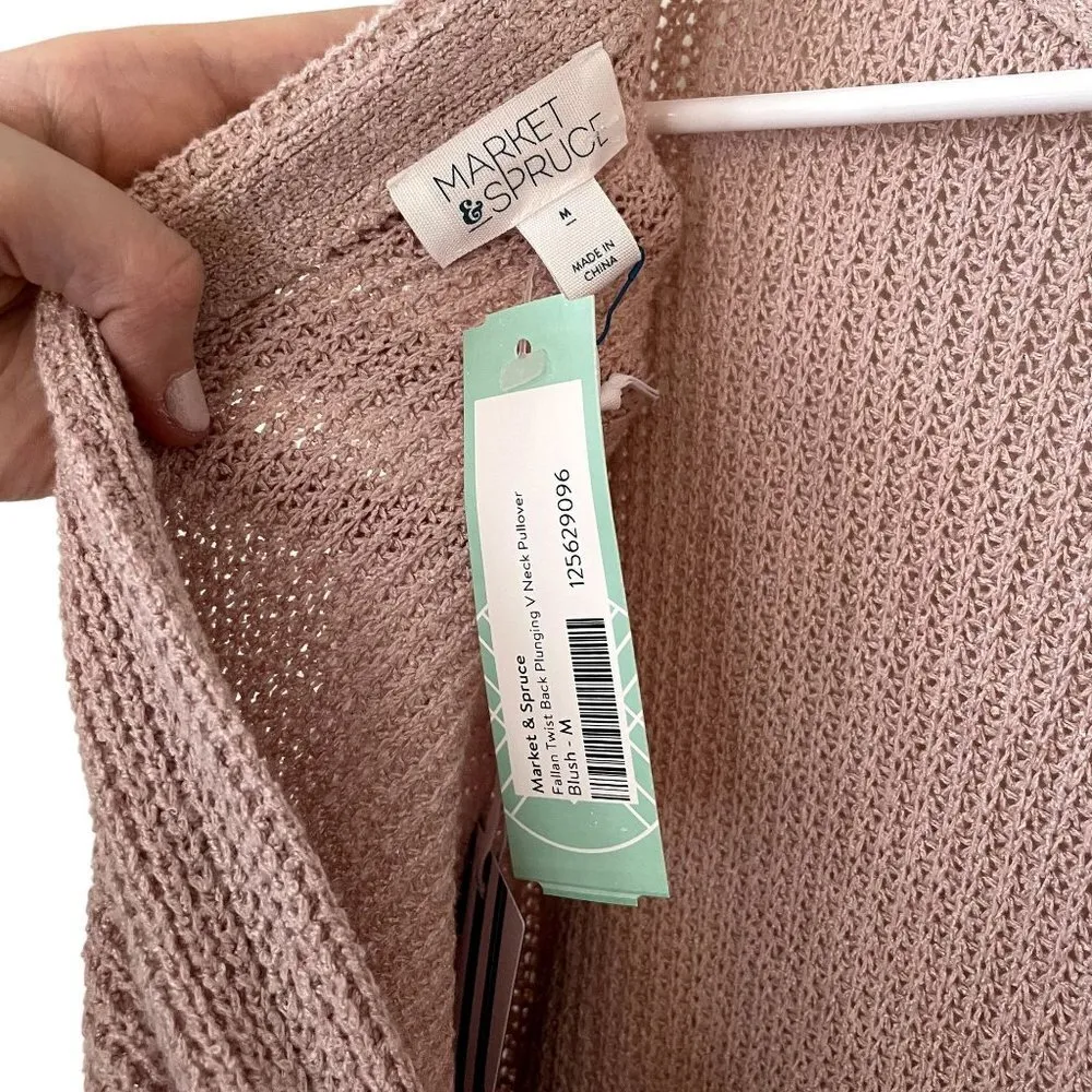 NWT Market and Spruce pink knit blush sweater knot detail classy long sleeved - Image 5
