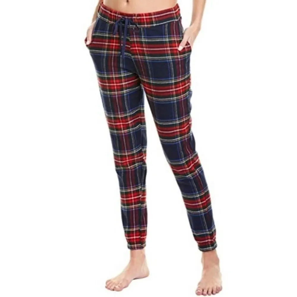 NWT Plush Apparel Plaid Joggers‎ XS Blue Red - Image 4