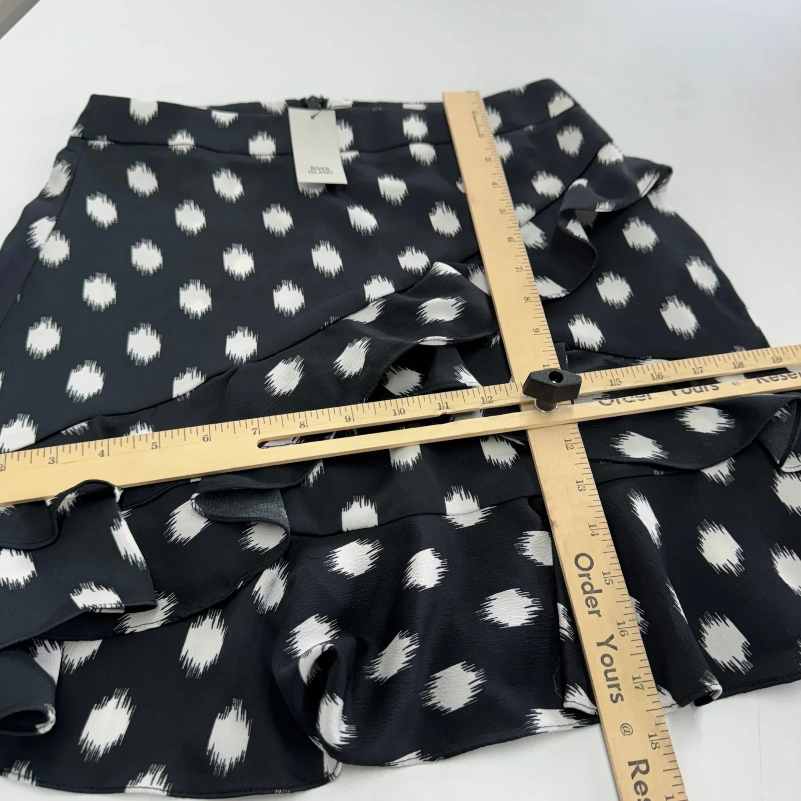 River Island Skirt Womens 6 US Black White Printed Ruffle Mini‎ - Image 11