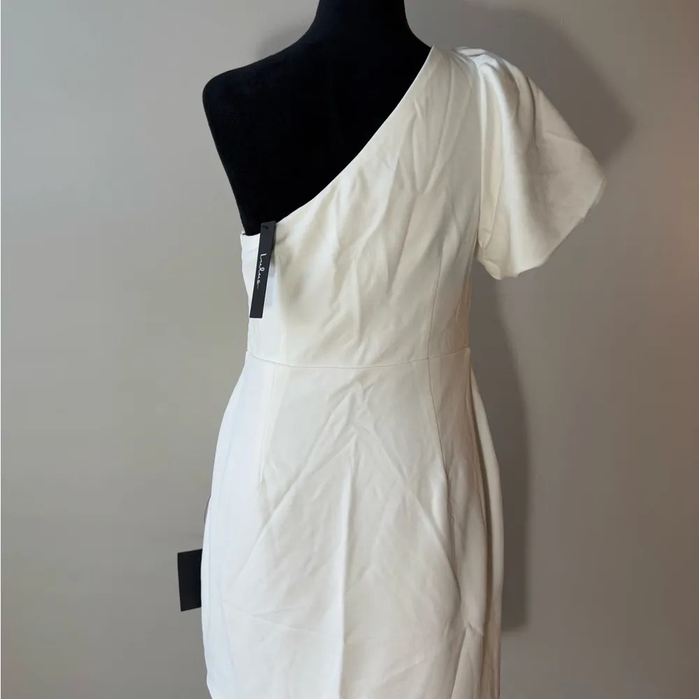 Flirtatious Celebration White One-Shoulder Tulip Mini Dress - Image 5