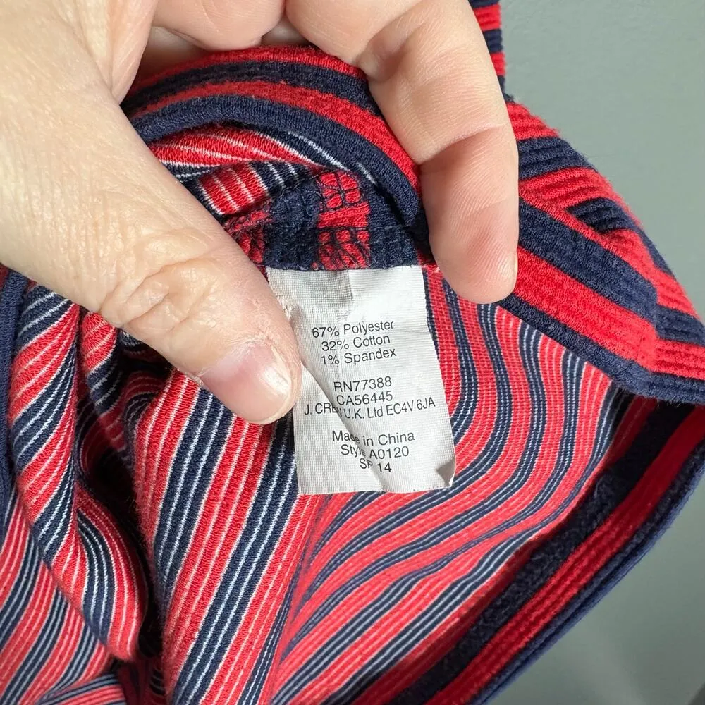 J Crew Women's Blue & Red Striped Preppy Nautical Dress - Size 8 - Pleated Skirt - Image 7