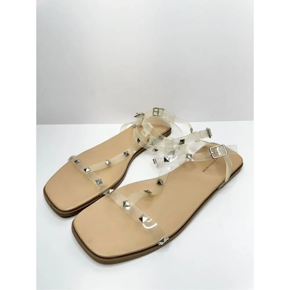 14th & Union Sandals Womens Size 8 Clear Finley Studded Open Toe Ankle Strap - Image 2